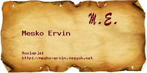 Mesko Ervin névjegykártya